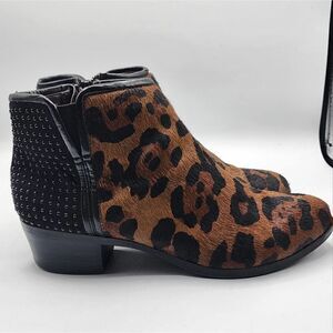 Alex Marie leopard print calf hair ankle boots